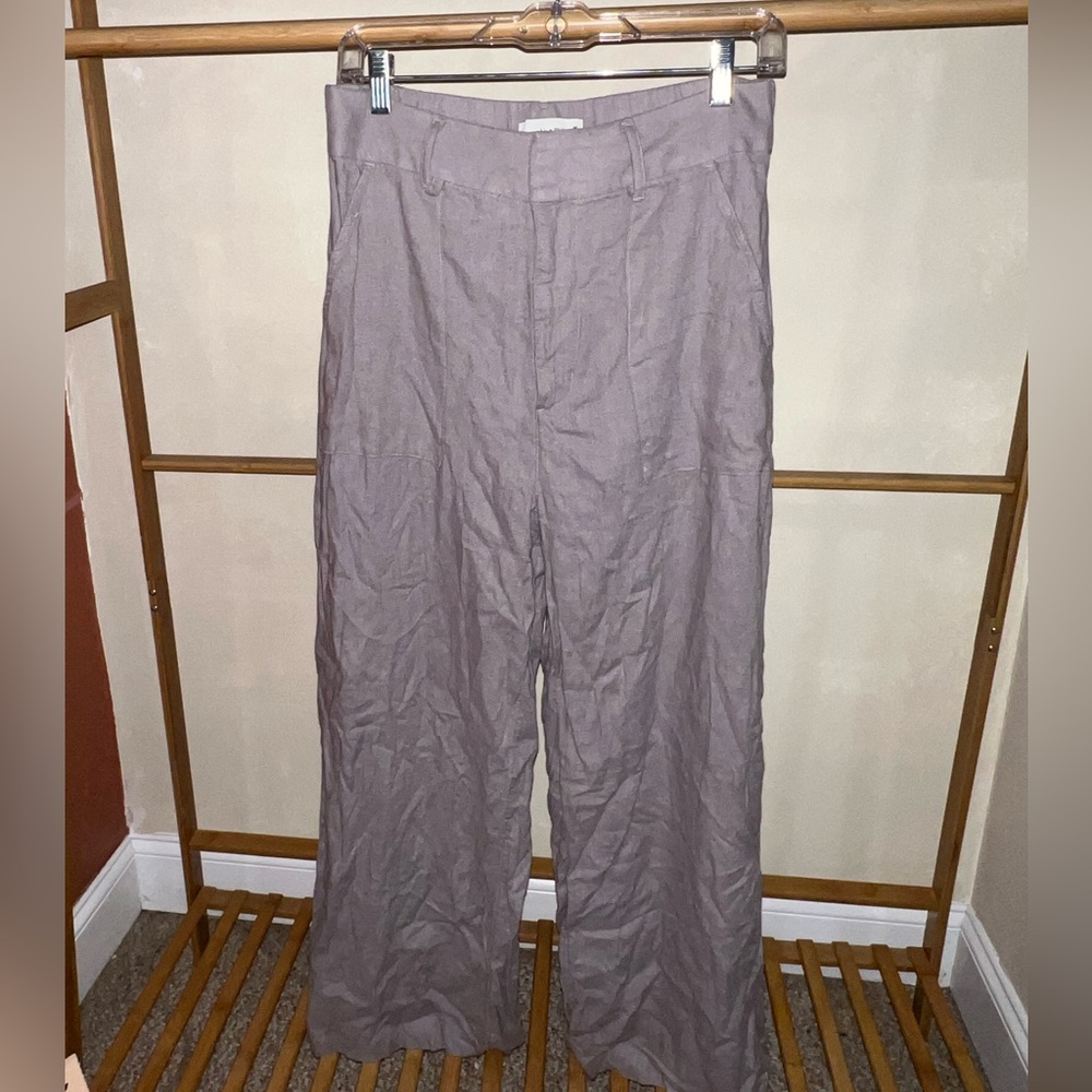 Abercrombie & Fitch Purple Linen High-Rise Wide-Leg Pants